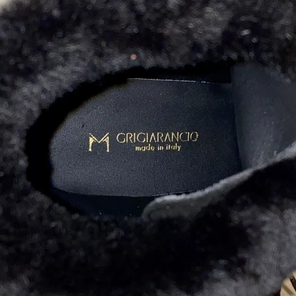 Grigiarancio Hand Crafted Italy Black Suede Shearling Cuff Lace Up Ankle Boots - Picture 6 of 8